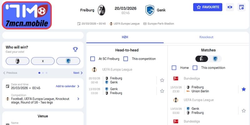 Dự đoán tỷ số trận đấu SC Freiburg vs Genk (00:45 20/03, C2)